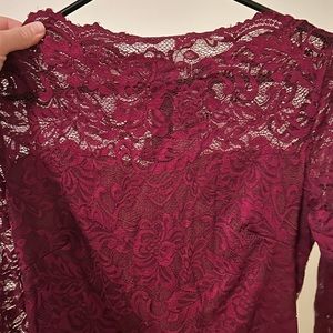 Size large. Burgundy. Lace.